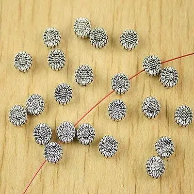 

100pcs 5.6mm hole:0.5mm Tibetan silver sunflower spacer beads h2804