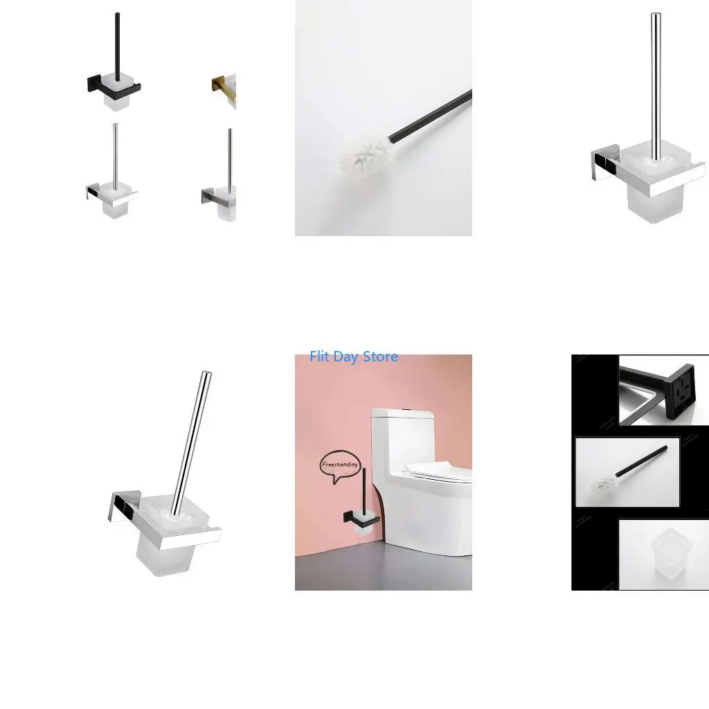 F92C Steel Square Toilet Brush Effective Cleaning Rusts Proof Brush set for Bathroom Maintenance Combining Durability