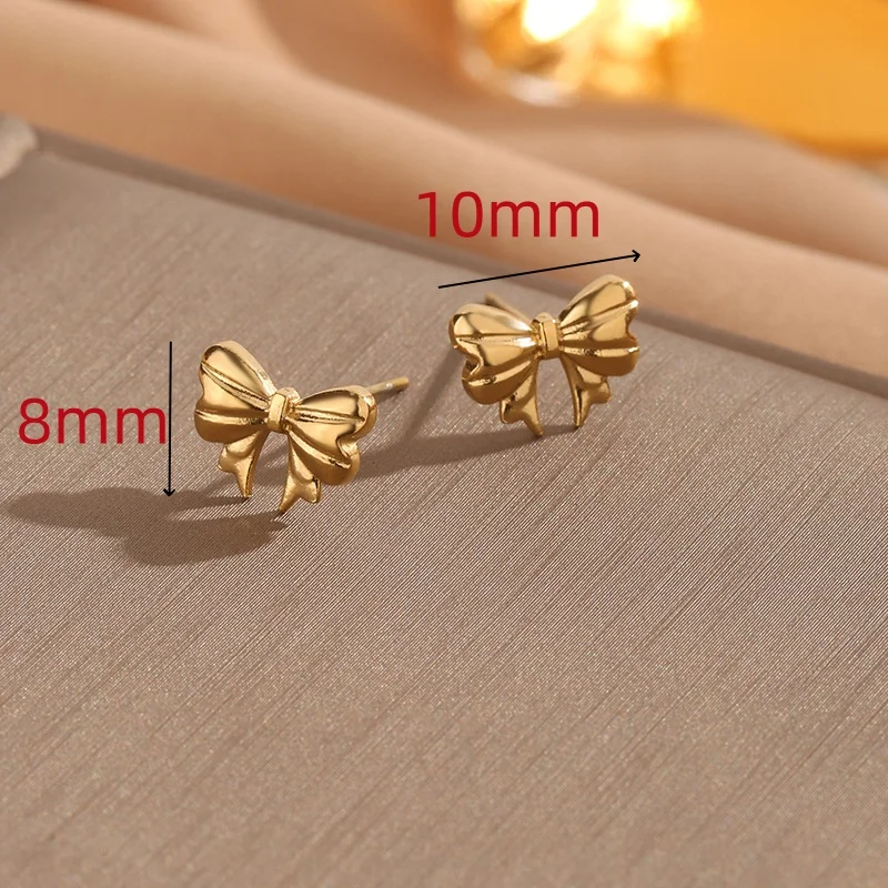 OIMG 316L Stainless Steel Sweet And Girlish bow Stud Earrings For Women  Princess Cute Fashionable Mini Earrings Waterproof