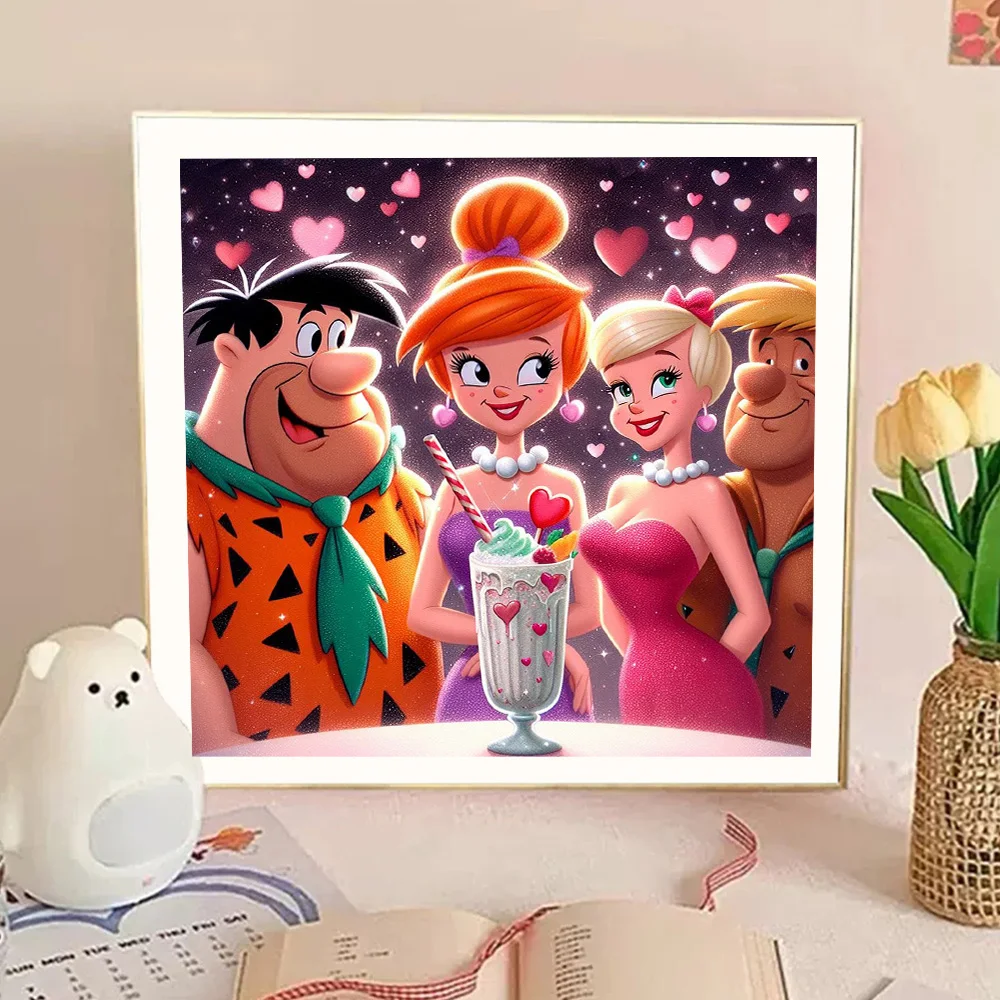 Komiksy kreskówkowe prymitywny człowiek postacie z anime 5D pełne koło zestaw do malowania diamentowego DIY diamentowa mozaika haft Cross Stitch