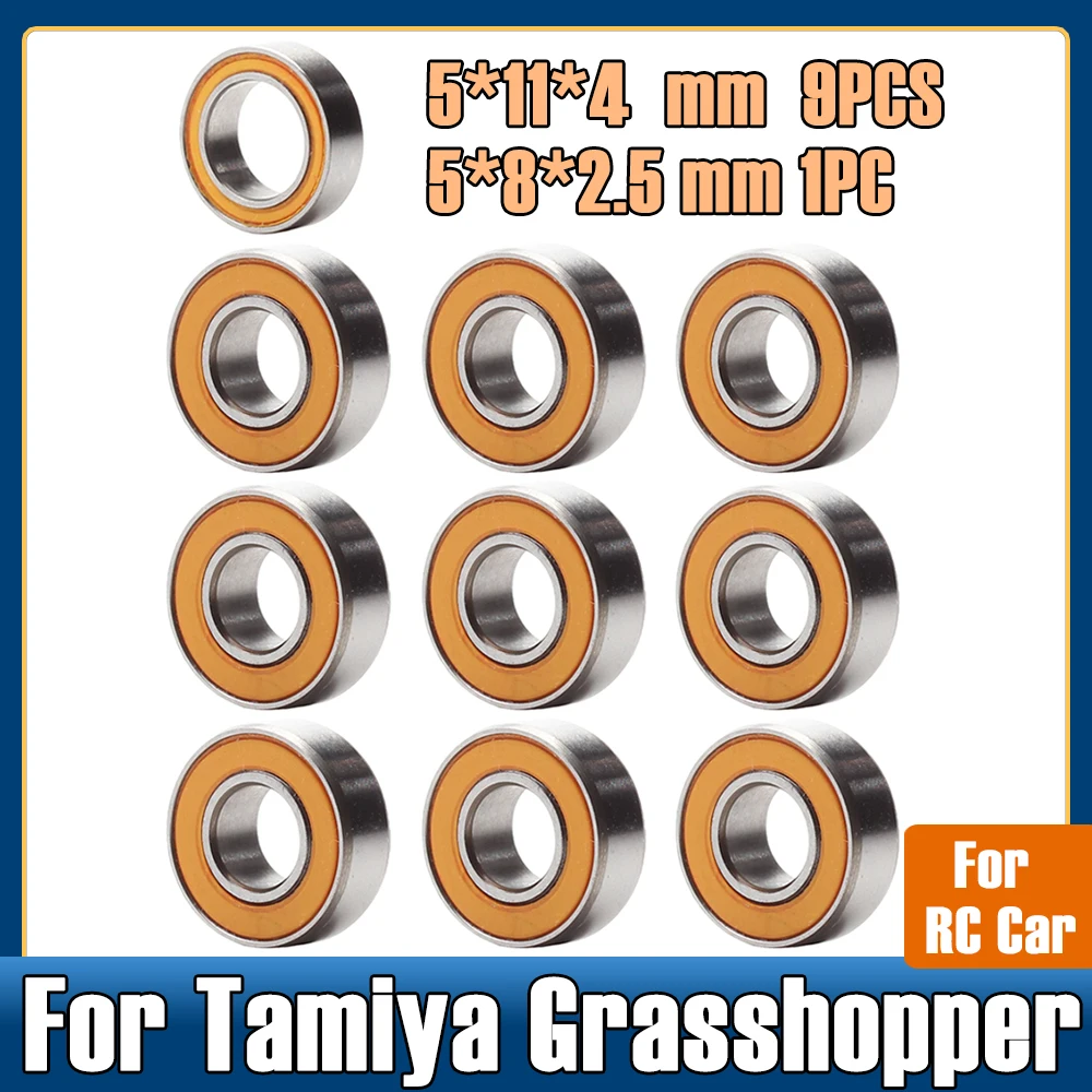 RC Precision Ball Bearing Kit ( 10 PCS ) 5*11*4mm 5*8*2.5mm For Tamiya Grasshopper Hornet Orange Rubber Sealed