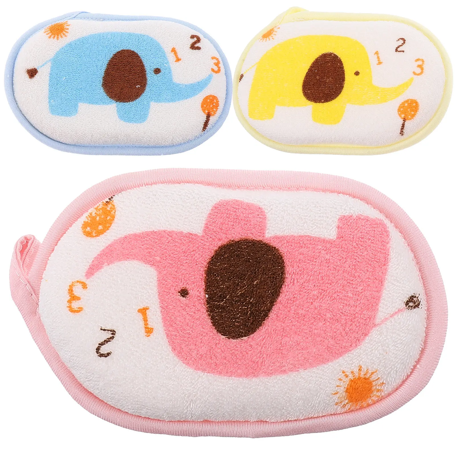 

3Pcs Baby Bath Pad Hypoallergenic Cotton Sponge for Delicate Skin Care Soft Shower Scrubber for Babies Toddlers Easy Grip Rinse