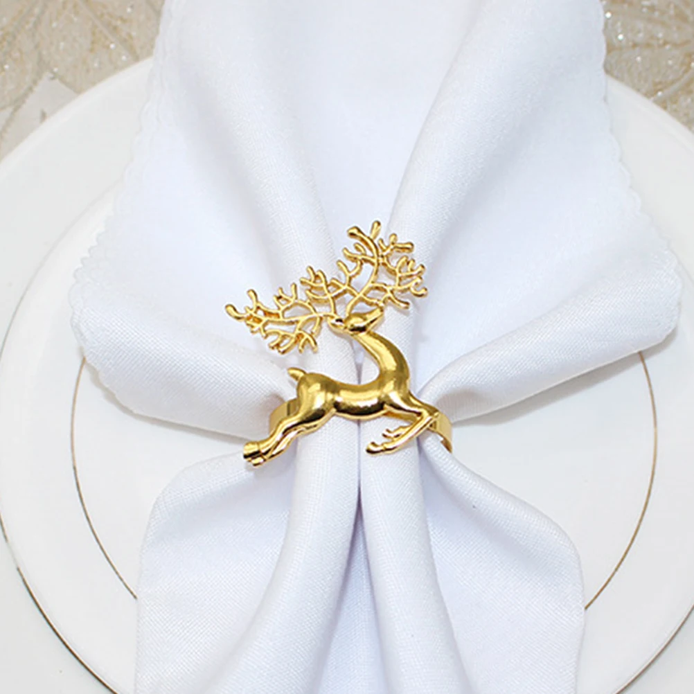 

4pcs Reindeer Napkin Rings Metal Alloy Christmas Party Table Decor Dinning naments Vintage Style Kitchen Bar Accessories