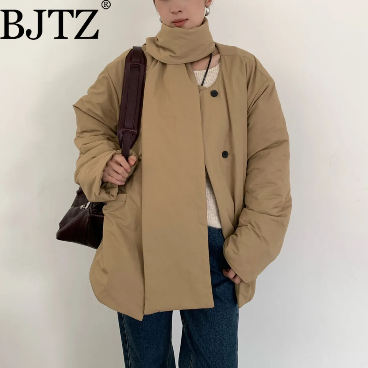 

BJTZ Women’s Long Hybrid Thermal-Lined Padded Autumn Windbreaker Premium Comfort Elegant Minimalist Casual Outerwear Loungewear