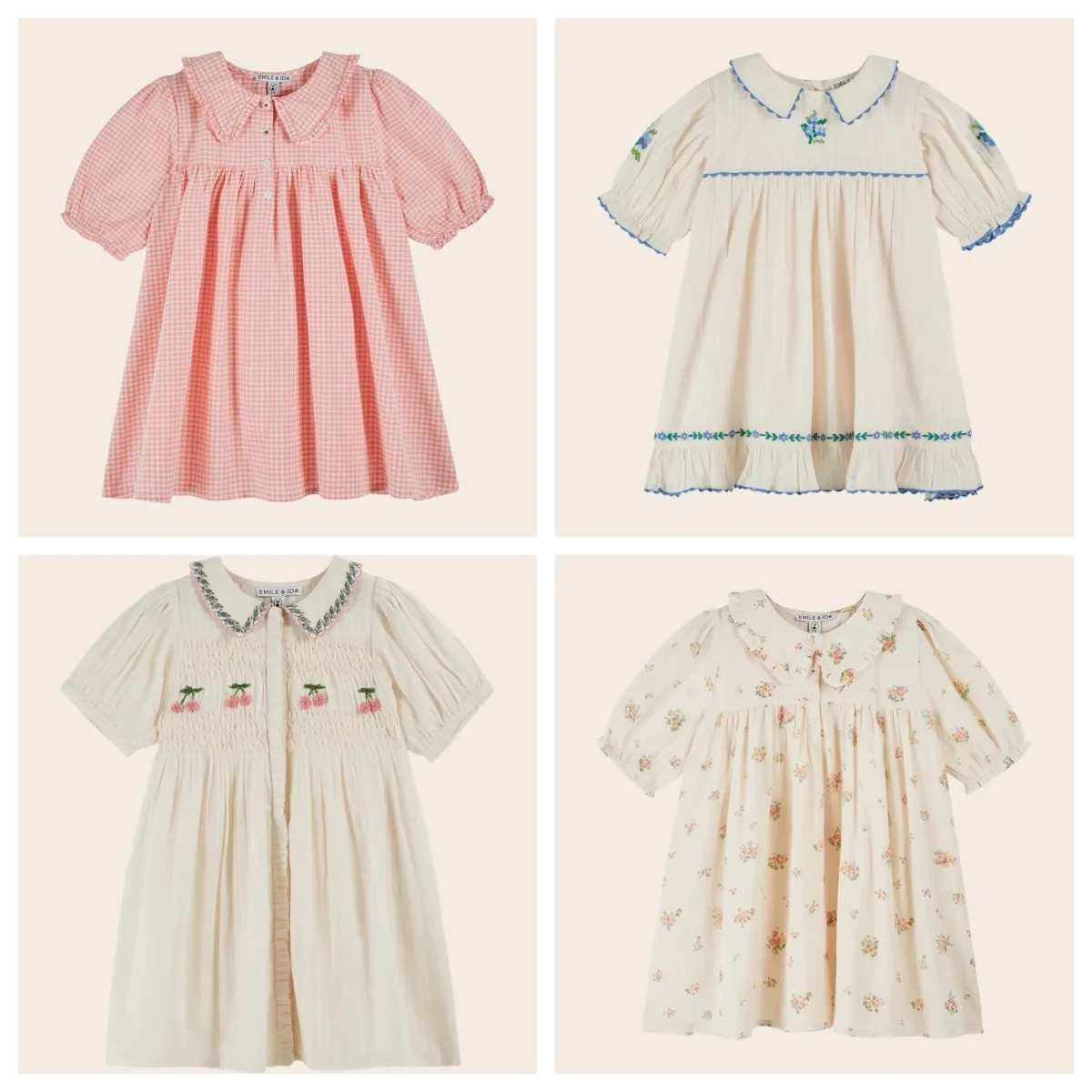 2026 Summer Embroidered Flowers Girl Denim Dress Pleated Kids Short Sleeve Princess Dresses Clothes
