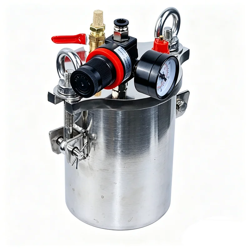 2L 304 Stainless Steel Dispensing Pressure Pot With Safety Exhaust Valve Top Outlet Adhesive Storage Vessel