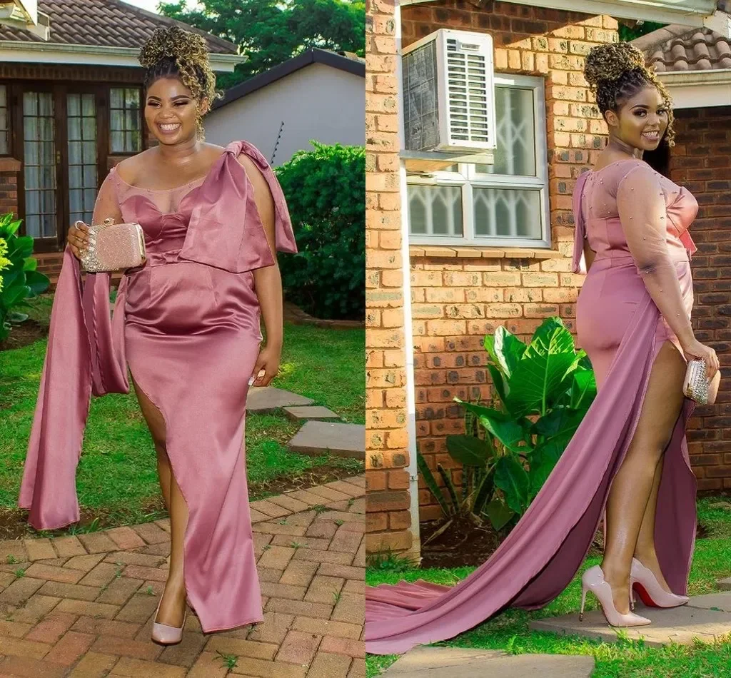 

Sexy single rotator cuff wrap hip side slit Formal occasion dress Cocktail Party Evening dress Elegant Ladies Mermaid Ball dress