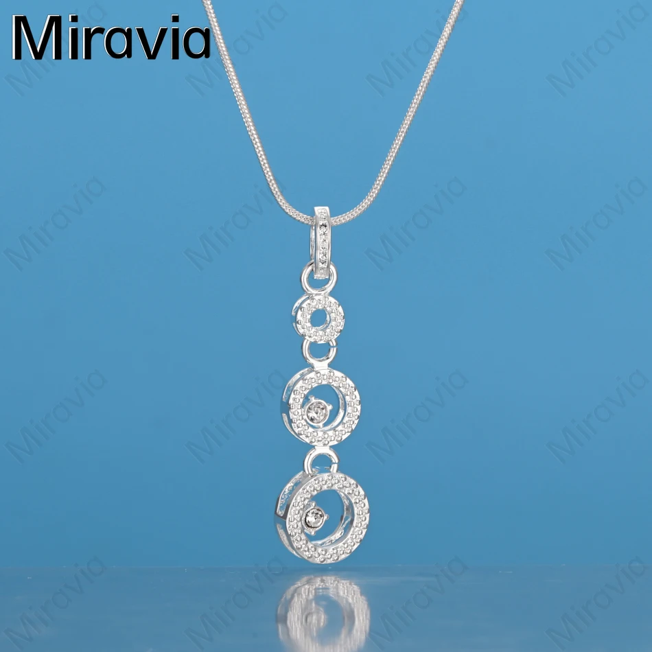 

Miravia 925 Sterling Silver Large And Small Round Inlaid Zirconia Pendant Necklace Women'S Exquisite Wedding Jewelry