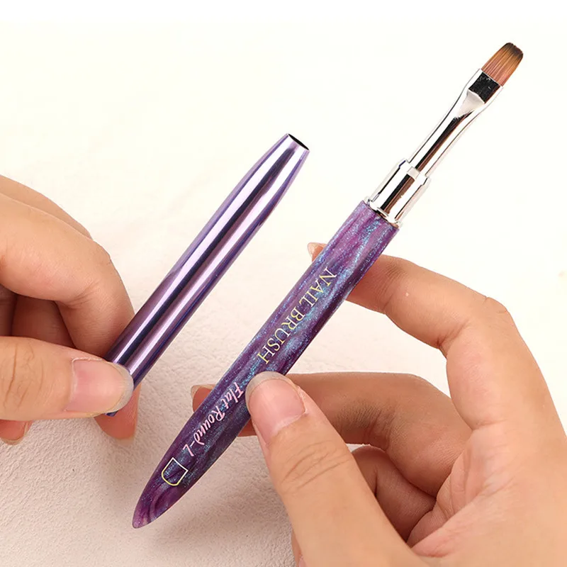 1/4PCS 젤 브러쉬 타원형 & 평면 UV 젤 네일 아트 브러쉬 전문 디자인 브러쉬 살롱 홈 DIY 매니큐어