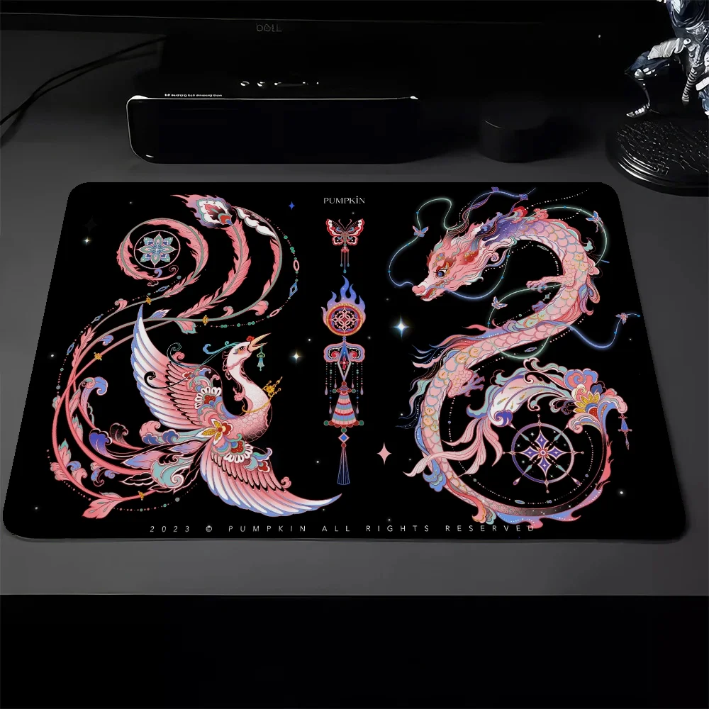 Small Mause Pad Mouse Chinese Phoenix Mausepad Rubber Mat Gaming Laptop Pad on the Table Pc Gamer Deskmat Mousepad Mats Keyboard