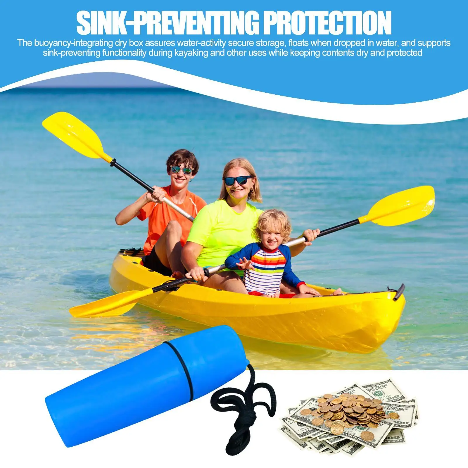 Diving Dry Boxes with Lanyard Floating Waterproof Case Swimming Diving Dry Box Bottles for Sunglass Earrings Tool Outdoor Canoe