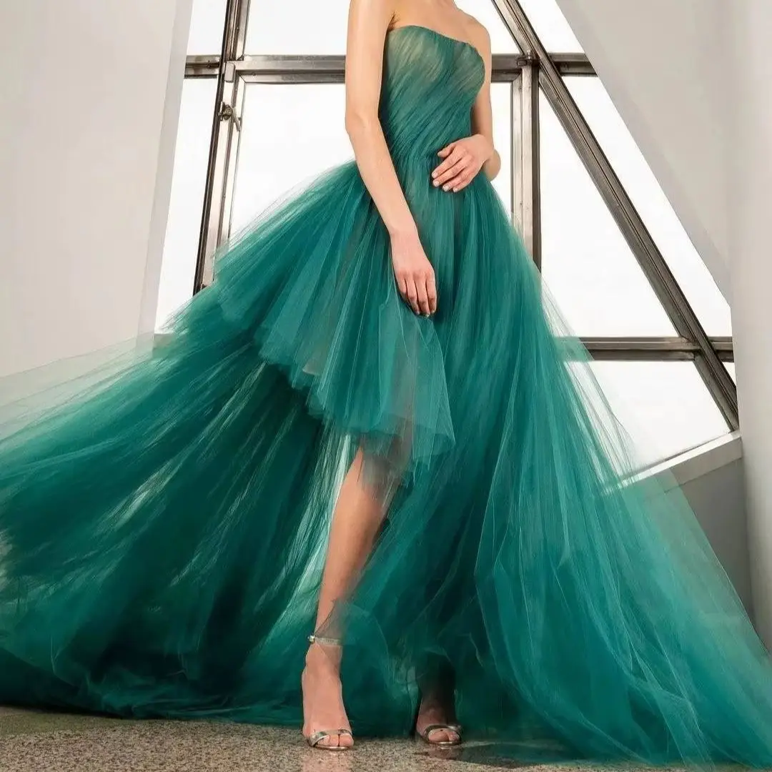 تول فستان طويل الأميرة للحفلات رداء دي سواريه منتفخ الخصبة الأخضر فستان حفلات موضة بدون حمالات فساتين حفلات abiye gece elbises