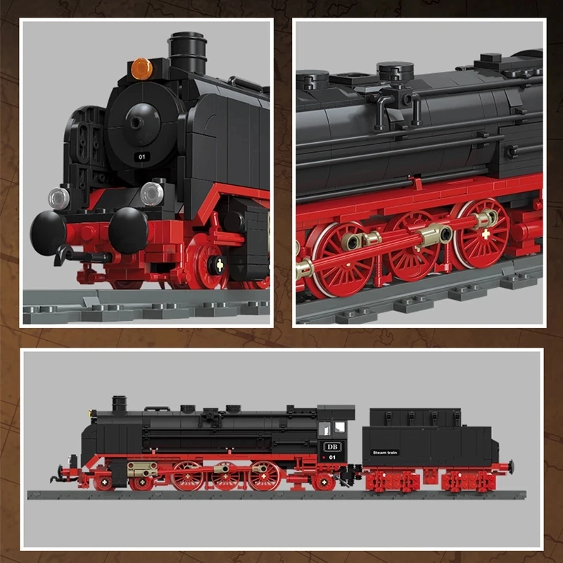 City BR01 Steam Train Building Blocks big boy Locomotive Technical Rail Set Model Bricks Construction Toys For Kids Boys Gifts