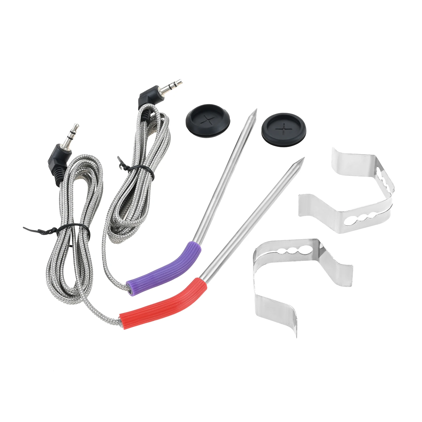 Sonda de temperatura con enchufe de 3,5mm, repuesto de sonda de carne apta para campamento, Chef, parrilla de pellets y ahumador con accesorios de Clip de sonda, 2 uds.