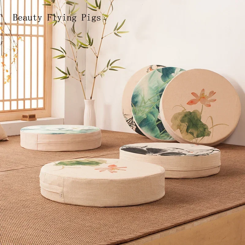 Linen futon home cushion thickening on the floor mat to meditate worship Buddha Zen repair mat tatami balcony Bay window cushion