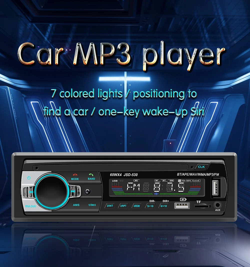 

Car MP3 Player Radio Stereo Multimedia Digital Bluetooth Audio Music Stereo Car Accessories Remote Control USB TF FM Receiver