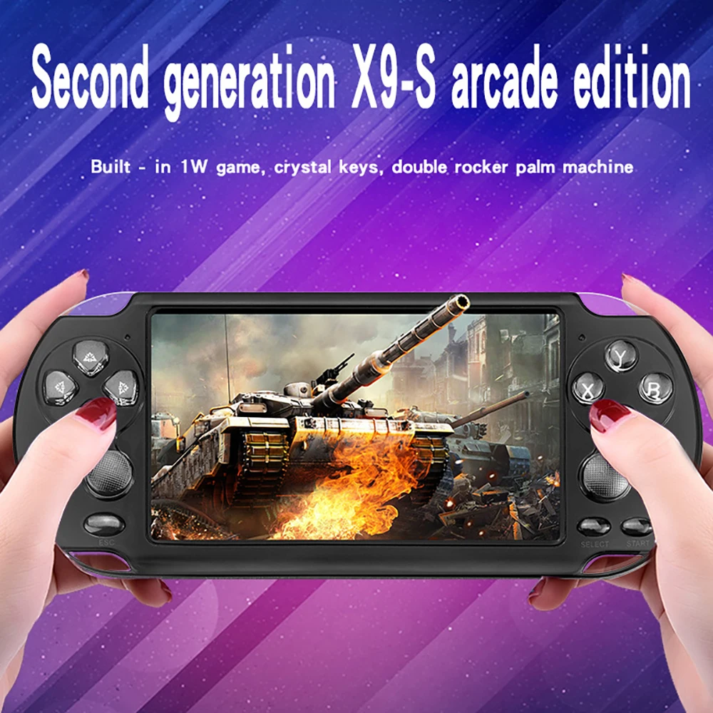 Handheld Game Console 5.1 Inch HD Screen Portable Audio Video Player Nostalgic Classic Play X9S Dual-Shake Gaming Device for PSP