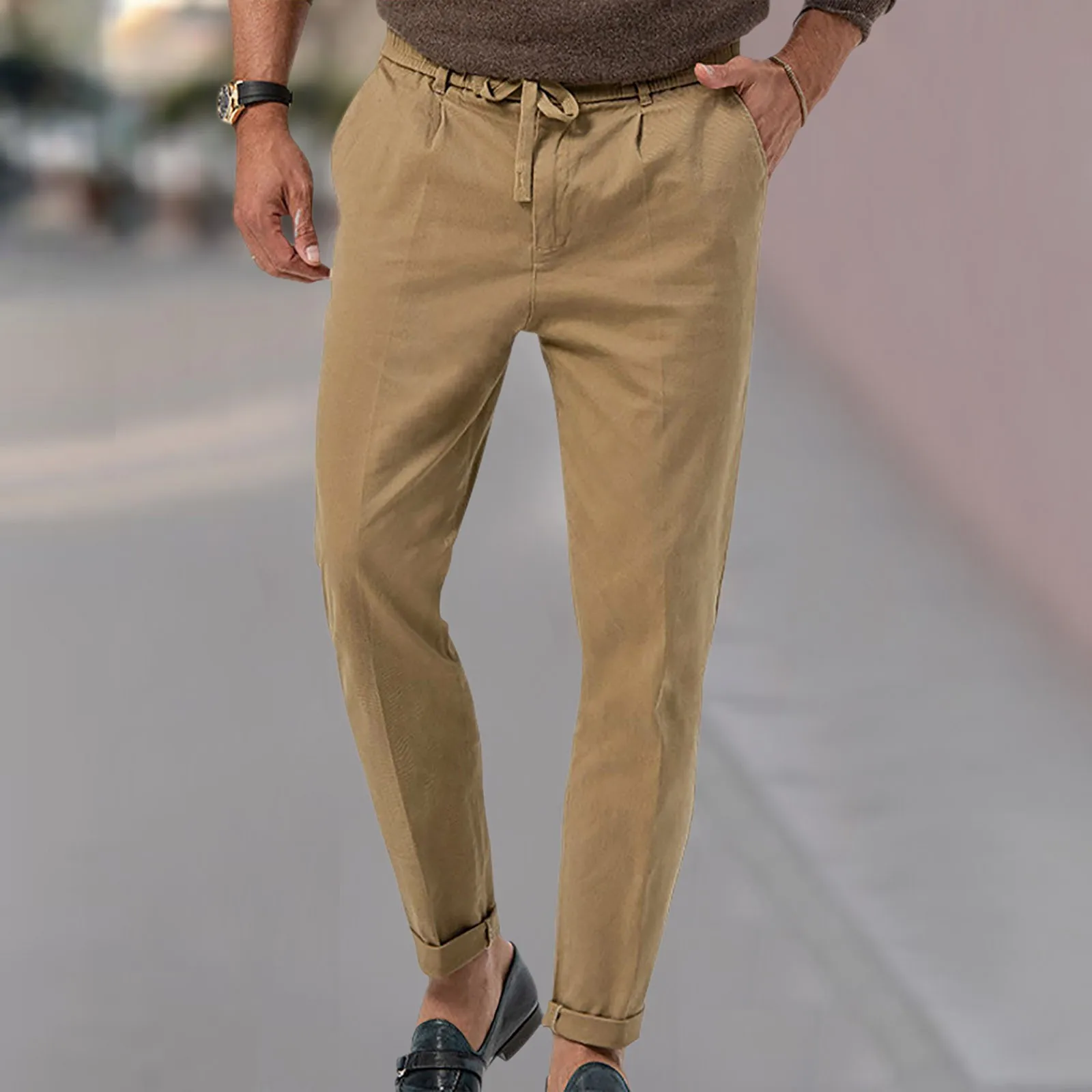 Pantalones Hombre Business Casual Herren lose große elastische Taille Baumwolle vielseitige einfarbige Sport hose für Männer