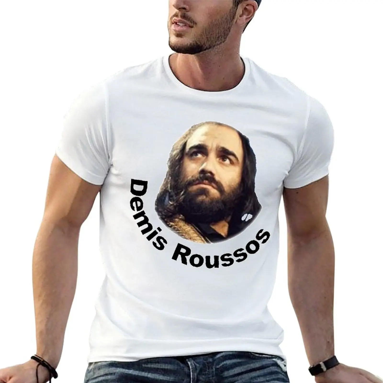 Gran homenaje a Demis Roussos camiseta clásica camisetas para hombre camisetas gráficas Camiseta de algodón negro liso para hombre paquete camiseta