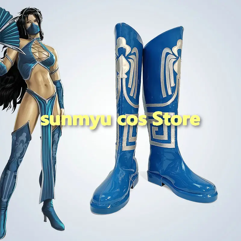 

Обувь для косплея игры Mortal Kombat KITANA, синие ботинки индивидуального размера