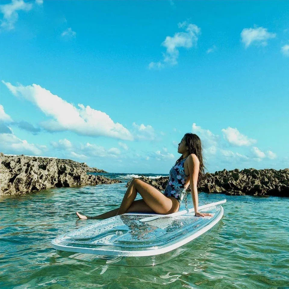 Tabla de Paddle transparente SUP, tabla de Paddle de pie transparente, tabla de Paddle de surf SUP, superventas