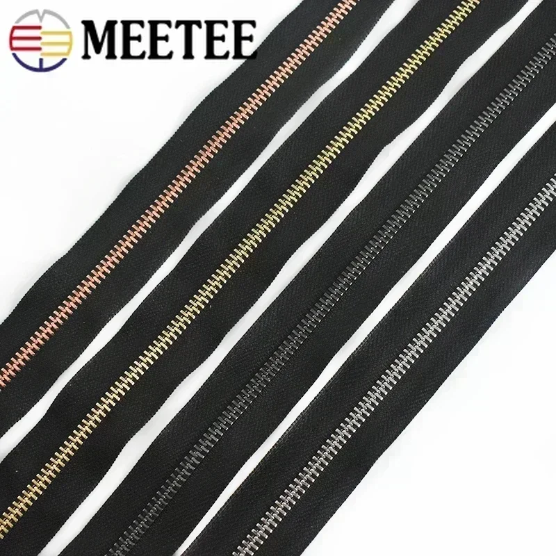 Cremalleras de Metal con cierre automático, cremalleras de cierre automático de 15-80cm para chaqueta de costura, accesorios de cremallera para ropa