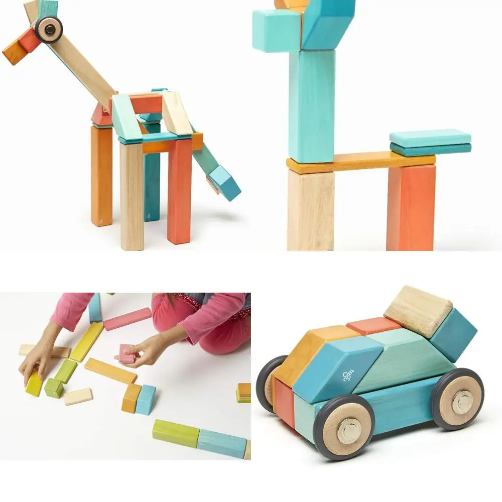 Bloques de madera magnéticos Sunset de 42 piezas Tegu, adecuados para edades de 1 a 99 años