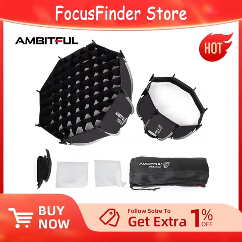 AMBITFUL PS30/PS50 SE 30cm 55cm Quickly Release Bowens Mount Octagon Softbox + Honeycomb Grid Outdoor mini SoftBox for LED Flash