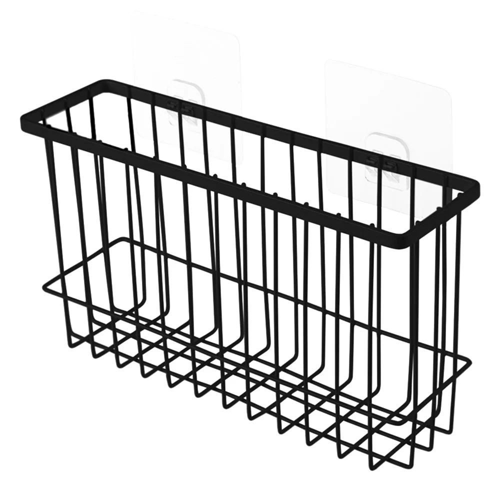 

Adhesive Bathroom Shelf Organizer Shower Kitchen Storage Mounted No Drilling Rustproof Wire Basket(Black)