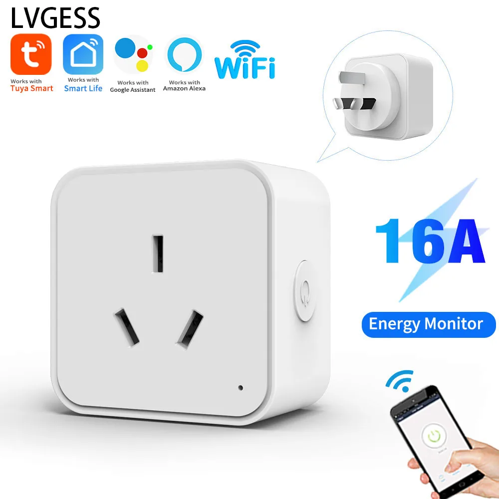 Tuya 16A Multi-function Smart Socket WiFi AU Plug 3 Pin Adapter Smart Home Pop Outlet Aleax Timing Remote Control Strips Socket