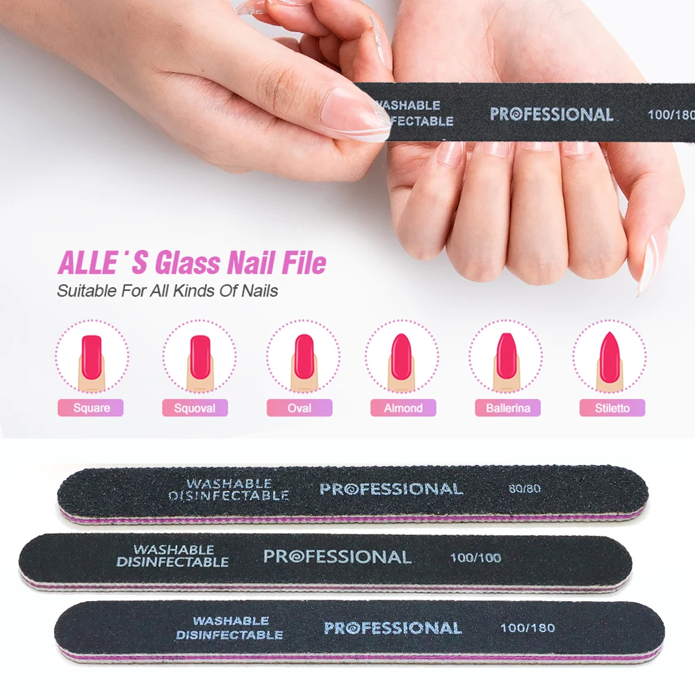 5/10/25pcs Nail Files Double Side Grit Sandpaper Nail Buffer for Thick Acrylic Nails Removing & Nail Shaping Salon Manicure