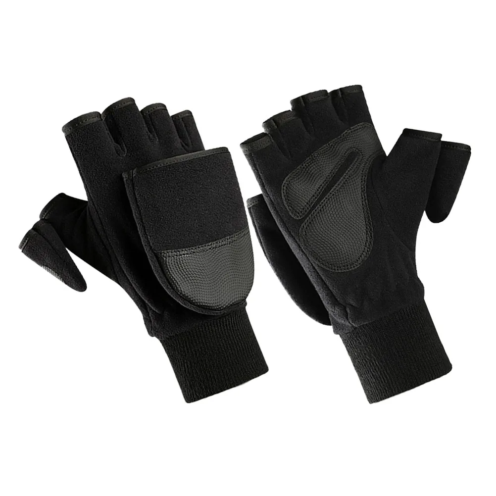 

Men Warm Gloves Thick Fleece Anti-Slip Palm Half Finger Wrist Cover Gloves For Winter Outdoor Sports Riding Training Cold