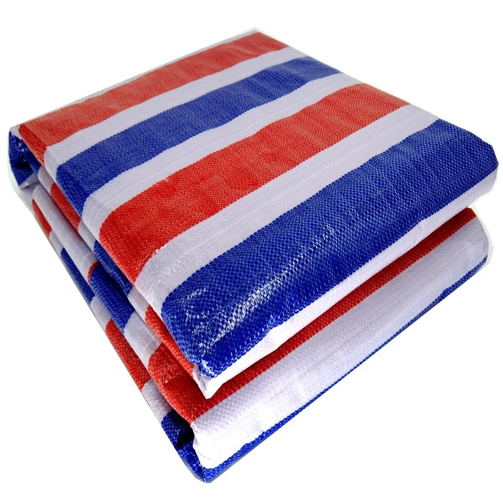 Dustproof tri color PE strip cloth covered with film, rainproof tarpaulin, leak proof and water storage cloth