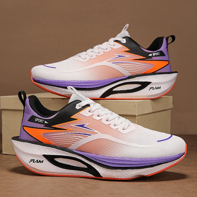 Men Marathon Sports Running Shoes Carbon Board Breathable Lightweight Women's Comfortable Autumn Christmas Athletic Sneakers view 6
