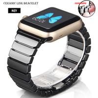 Ceramic Link bracelet for Apple Watch ultra Band 49mm 44mm 42mm 38mm 40mm luxury strap iWatch series 8 7 6 se 5 4 3 41mm 45mm