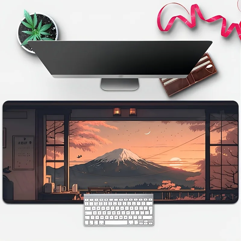 Mount Fuji Sunset View Desk Mat Large Extended Mouse Pad Non-Slip Rubber Gaming Pad