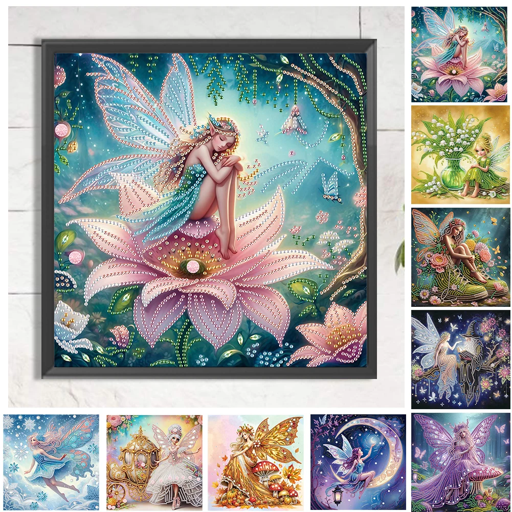 

9pcs Fairy 5D DIY Special Shape Crystal Partial Diamond Painting Kit 30x30cm