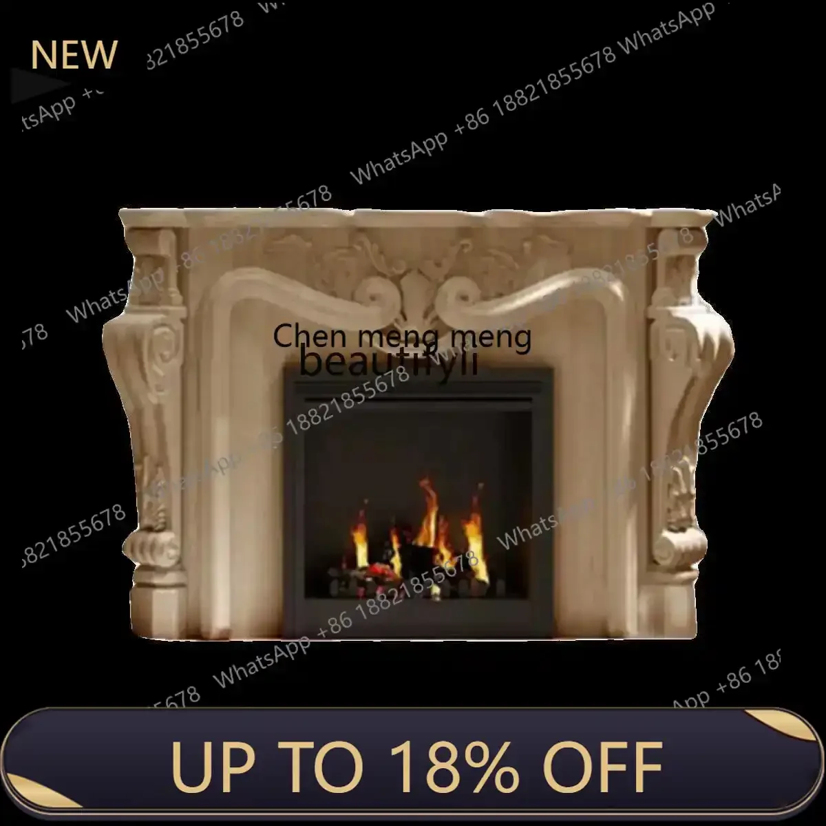 

American hand-carved solid wood classical fireplace cabinet living room French background wall porch cabinet art display cabinet