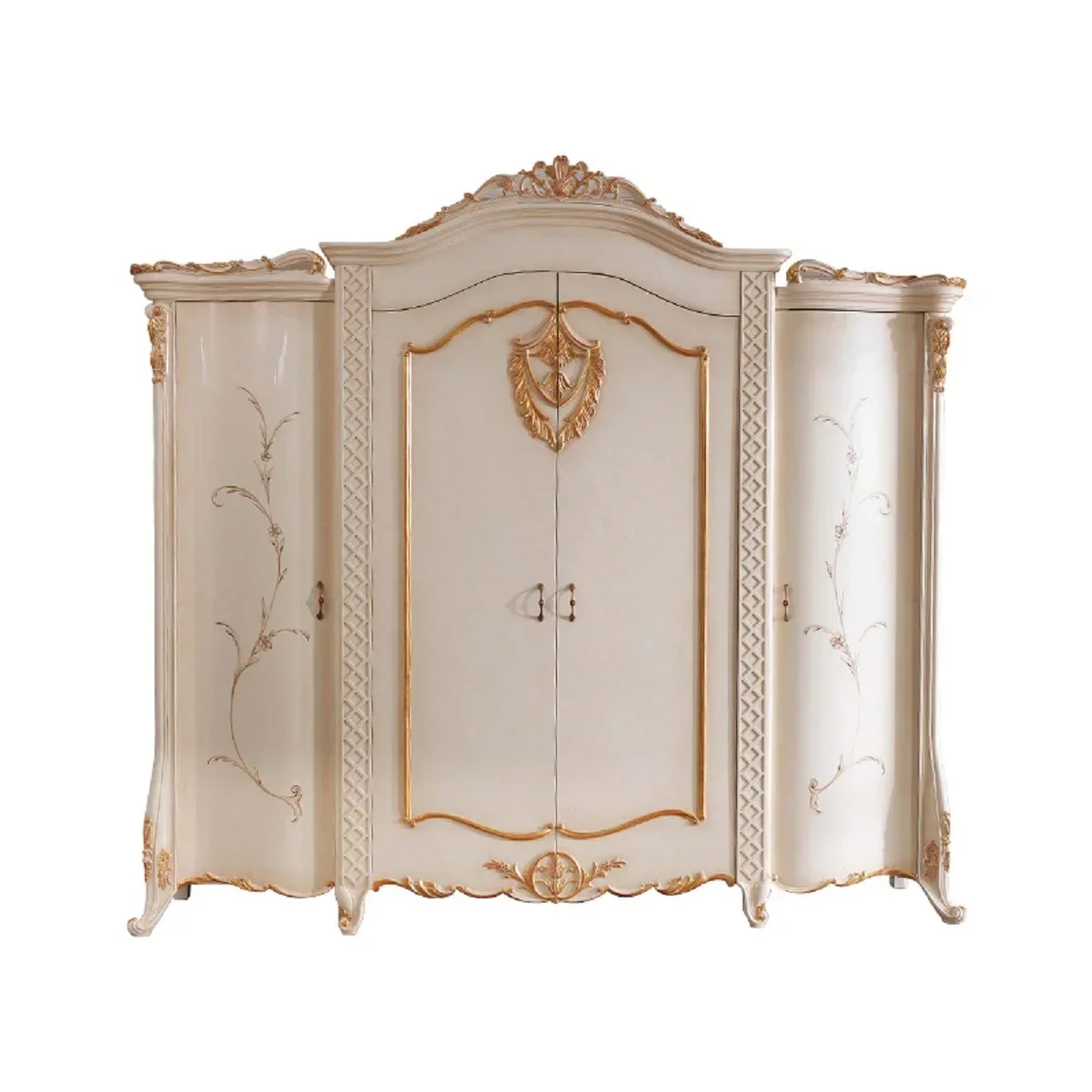 European all solid wood wardrobe Italian white carved wardrobe Bedroom locker storage cabinet Villa furniture customization