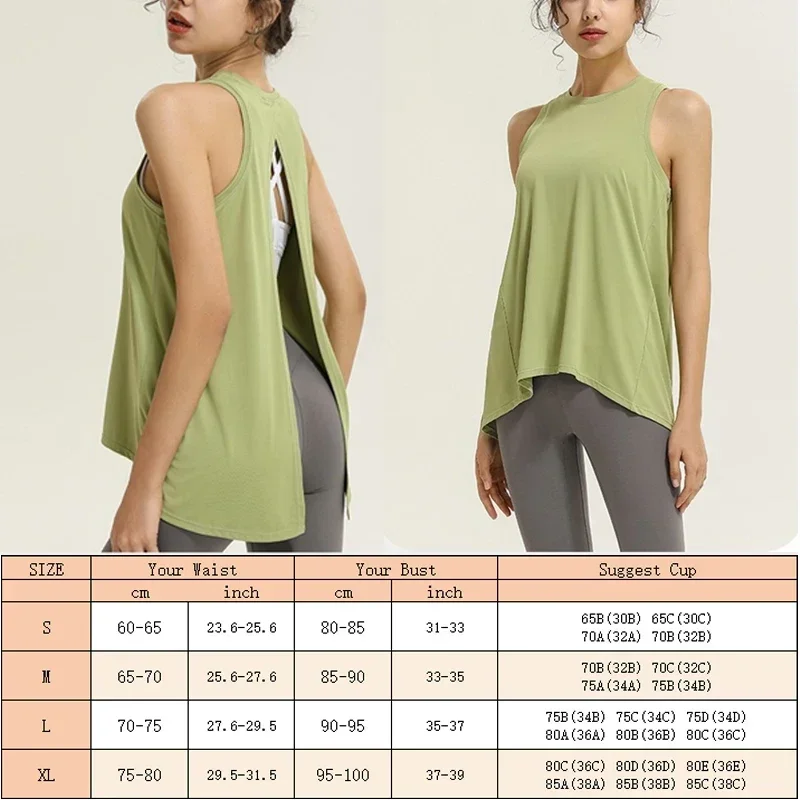 Aiithuug Tie Back Gym Sleeveless Women Workout Split Back Yoga Vest Loose Yoga Vest Split Back Quick Dry Yoga Tops Sleeveless