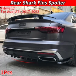 For Audi A4 2017-2022 2019 2021 Car Rear Bumper Lip Diffuser Shark Fins Spoiler Body Kit Protector Gloss Black Accessories ABS