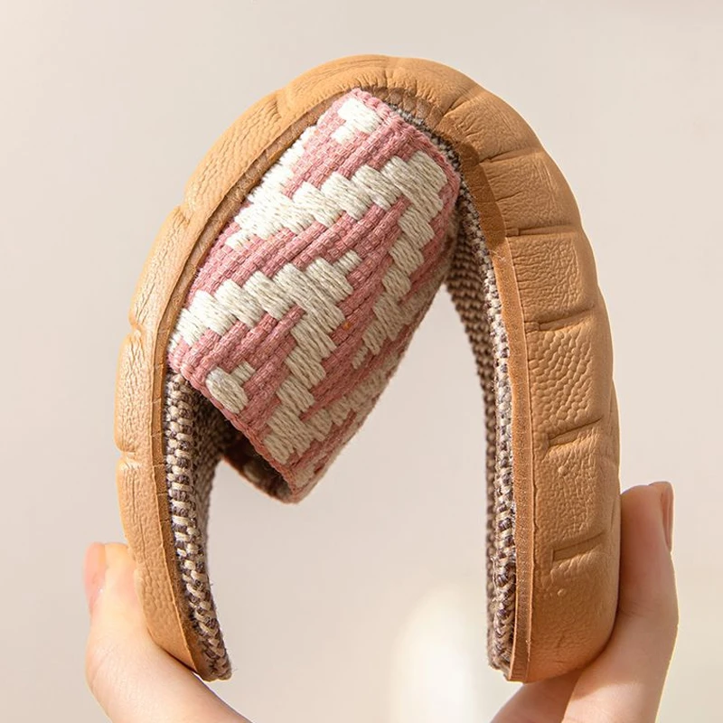 New Women Slippers Flip Flops Female Print Shoes Unisex Flax Beach Linen Slippers Shower Quick Drying Leisure Ladies Slippers
