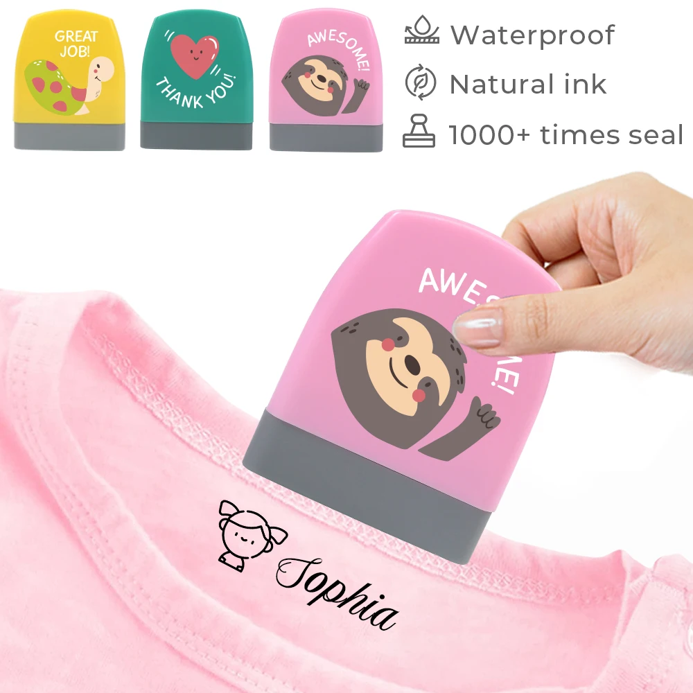 Sello de nombre personalizado para ropa, sellos de uniforme escolar personalizados sin decoloración, etiquetas para niños, sombrero, máscara,