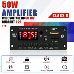 ARUIMEI 50W Amplifier 12V MP3 Decoder Board Bluetooth 5.0 25W Car MP3 Player USB Recording Module FM AUX Radio For Speaker
