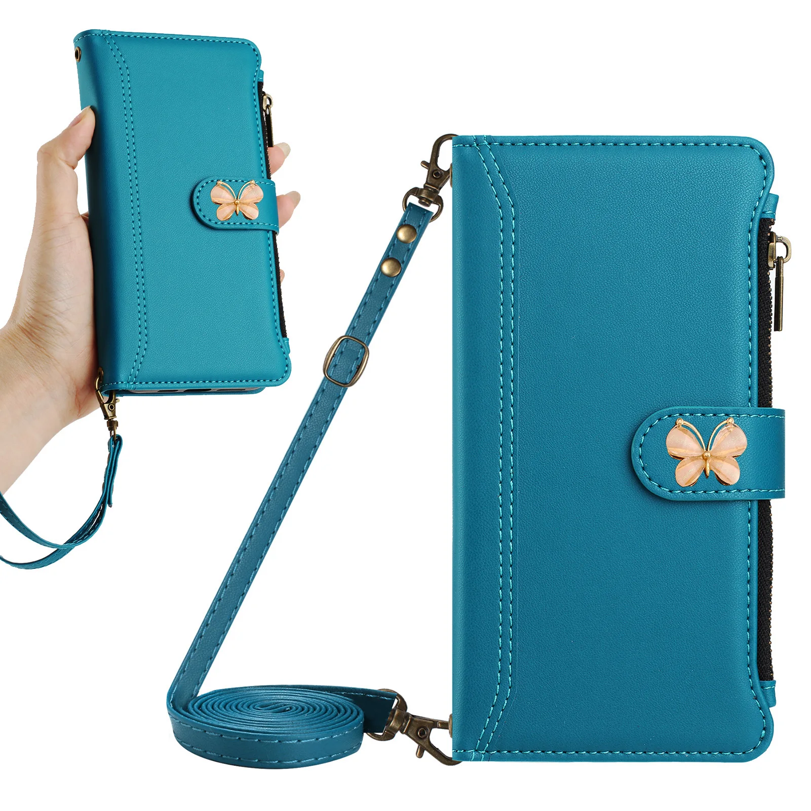 Mukti-funda tipo billetera con 9 tarjetas para Xiaomi Mi12S Ultra Mi12 Pro Mi11 Lite Mi10T, bandolera de mariposa con correa de cuero, funda con tapa para libro