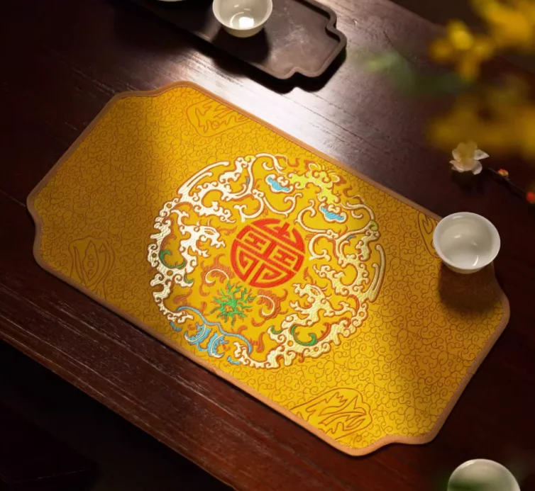 Custom Large Chinese Silk Brocade Placemats, Rectangle Decorative Insulation Pads, Party Dinner Dining Table Mats