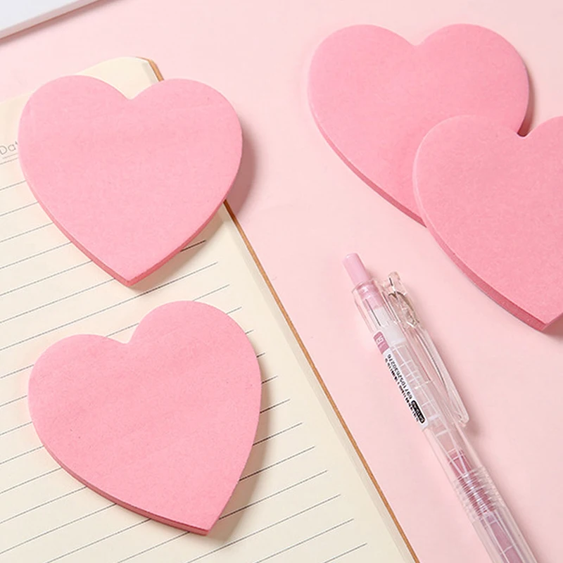 40 hojas de notas adhesivas de corazón, Bloc de notas autoadhesivas, cuaderno, pegatina del planificador para papelería de oficina, suministros para estudiantes