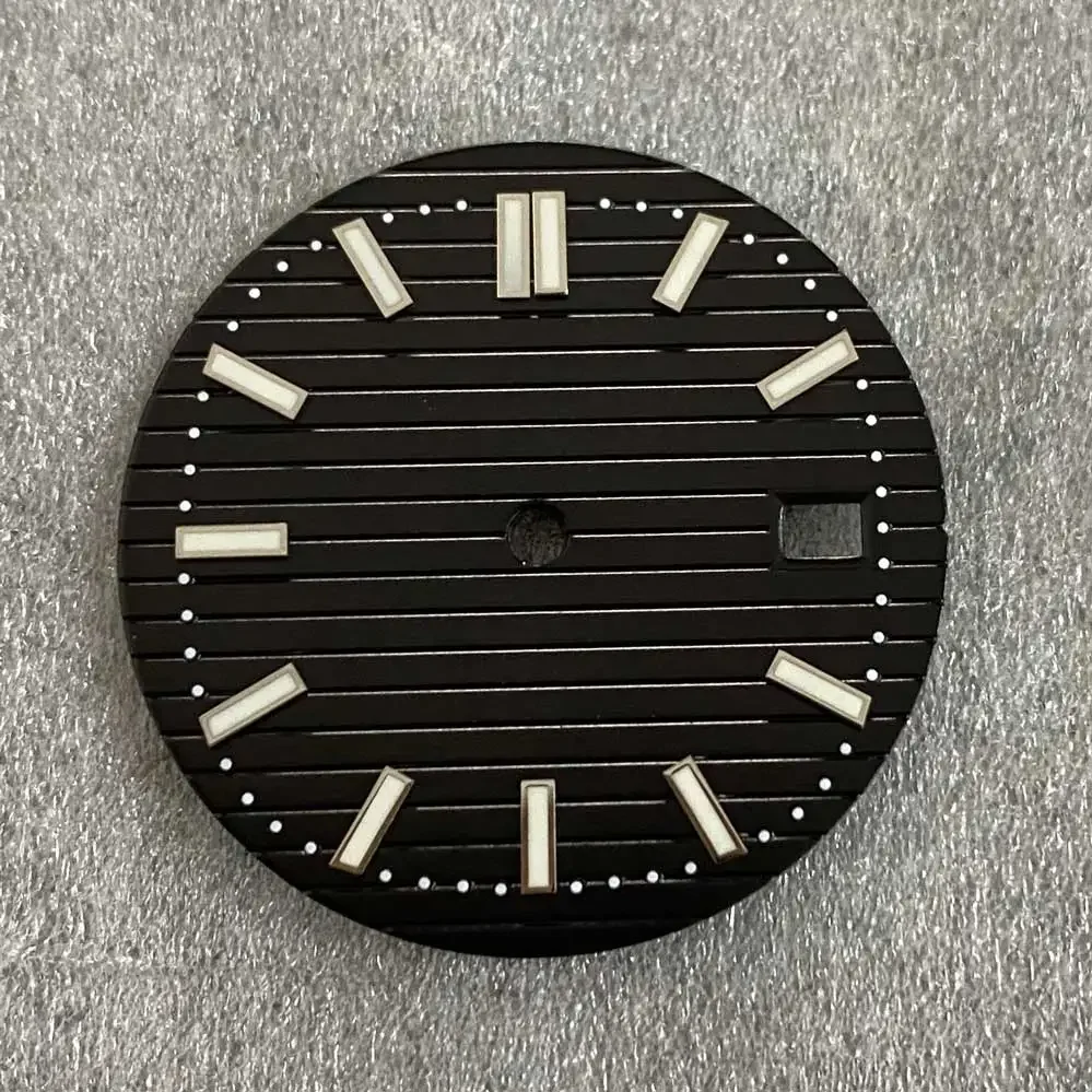 Cadran de montre à clous pour homme, barre Shoous verte, mouvement NH35, NH36, accessoires de modification de montre, pièces de réparation de montres, 30.5mm