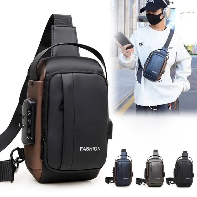 盗難防止メンズカジュアルオートバイチェストバッグクロスボディ小型バックパックレジャースポーツメンズバッグトレンディショルダーバッグ