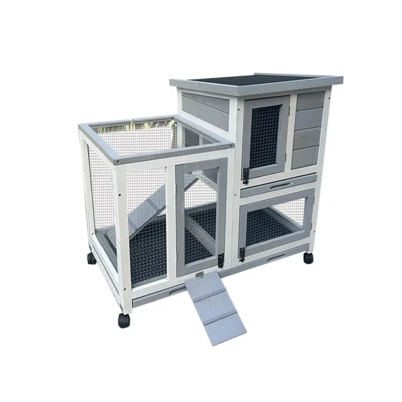 

Wooden Rabbit Hutches Cages Pet House for Small Animal with Ventilation Door Removable Tray